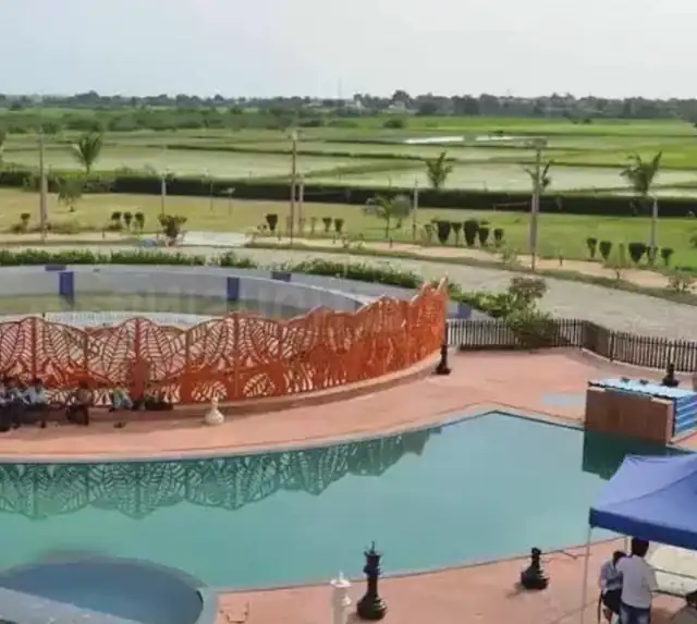 Landscaped park beside a lake